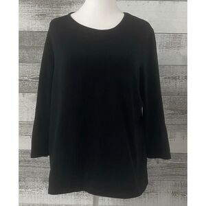 Chicos Ultimate Tee Shirt Women's Plus Sz 3 black Top Blouse 3/4 Sleeve Pullover